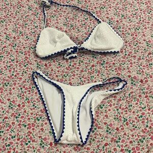 SHEIN White Bikini with Navy Accents